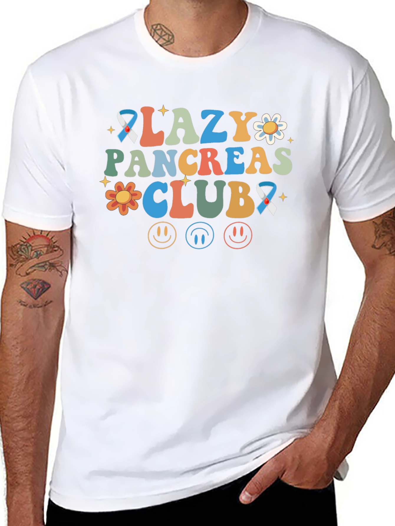 Black Lazy Pancreas Club T-Shirt - Diabetes Awareness view 8