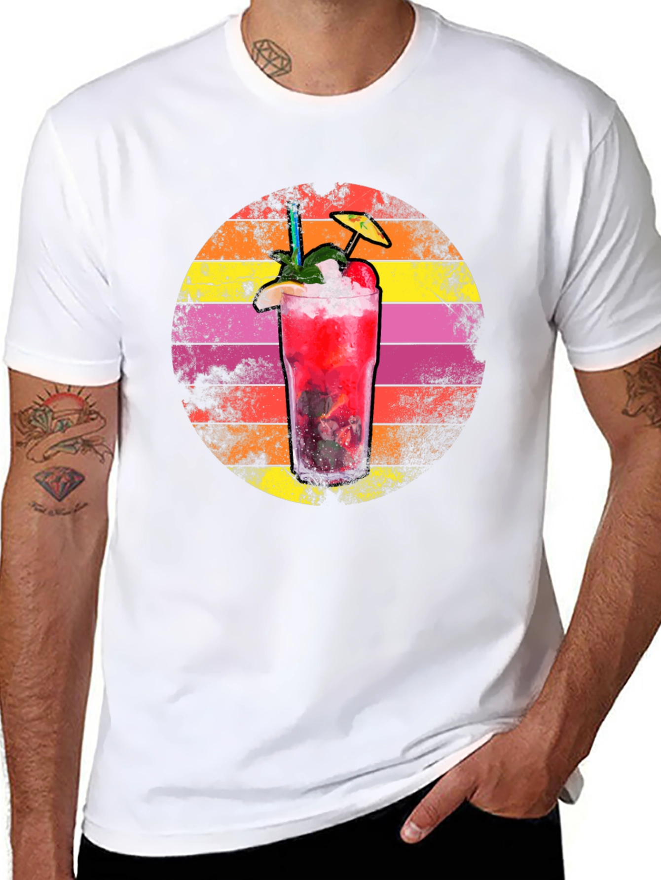 Black Retro Cocktail Graphic Tee - Summer Vibes view 8
