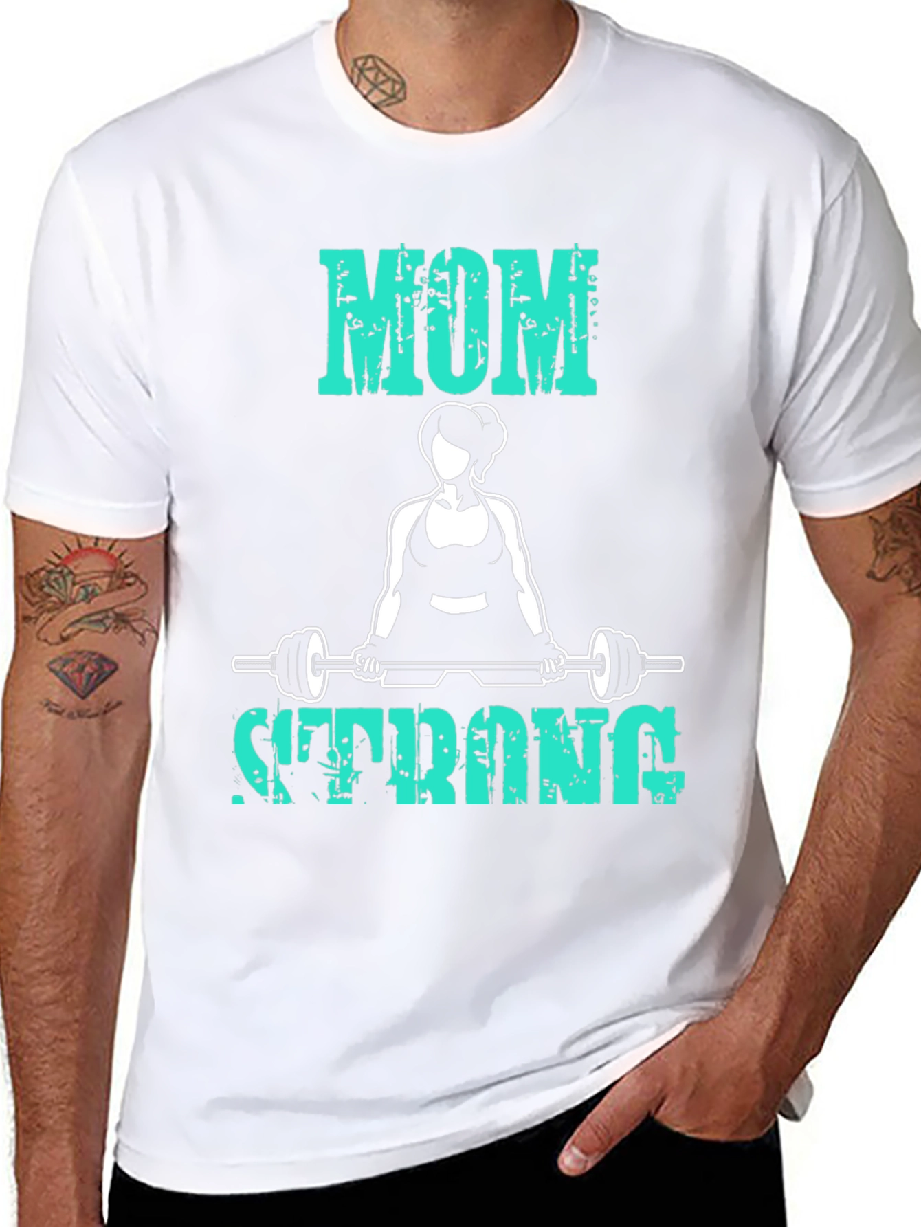 Black Mom Strong T-Shirt - Fitness Workout Tee view 8