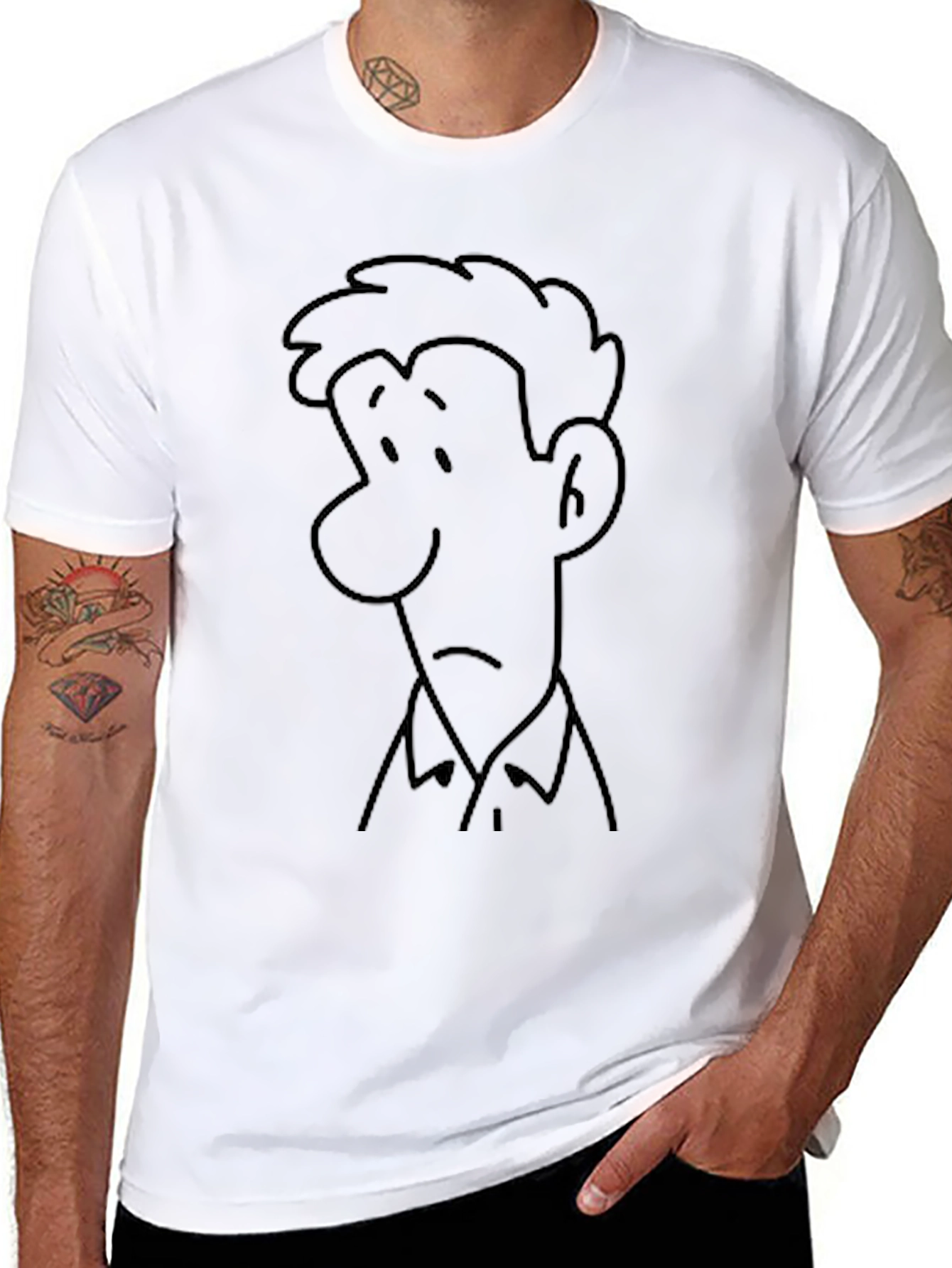Black Cartoon Face Graphic Black Tee view 8