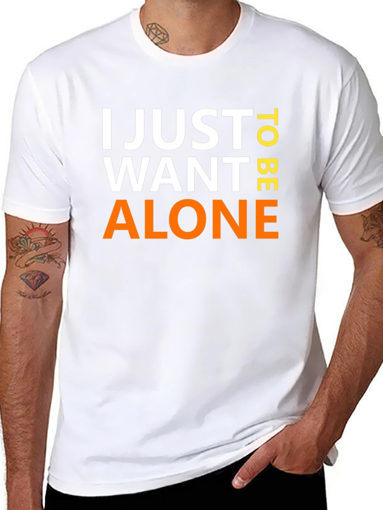 Black I Just Want To Be Alone Graphic T-Shirt view 8