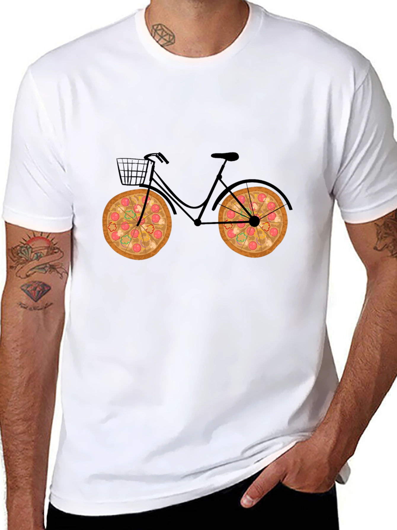 Black Pizza Bike Black T-Shirt view 8