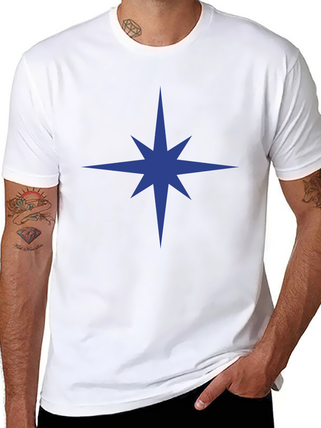 Black Star Graphic Black T-Shirt - Men's Casual Tee view 8