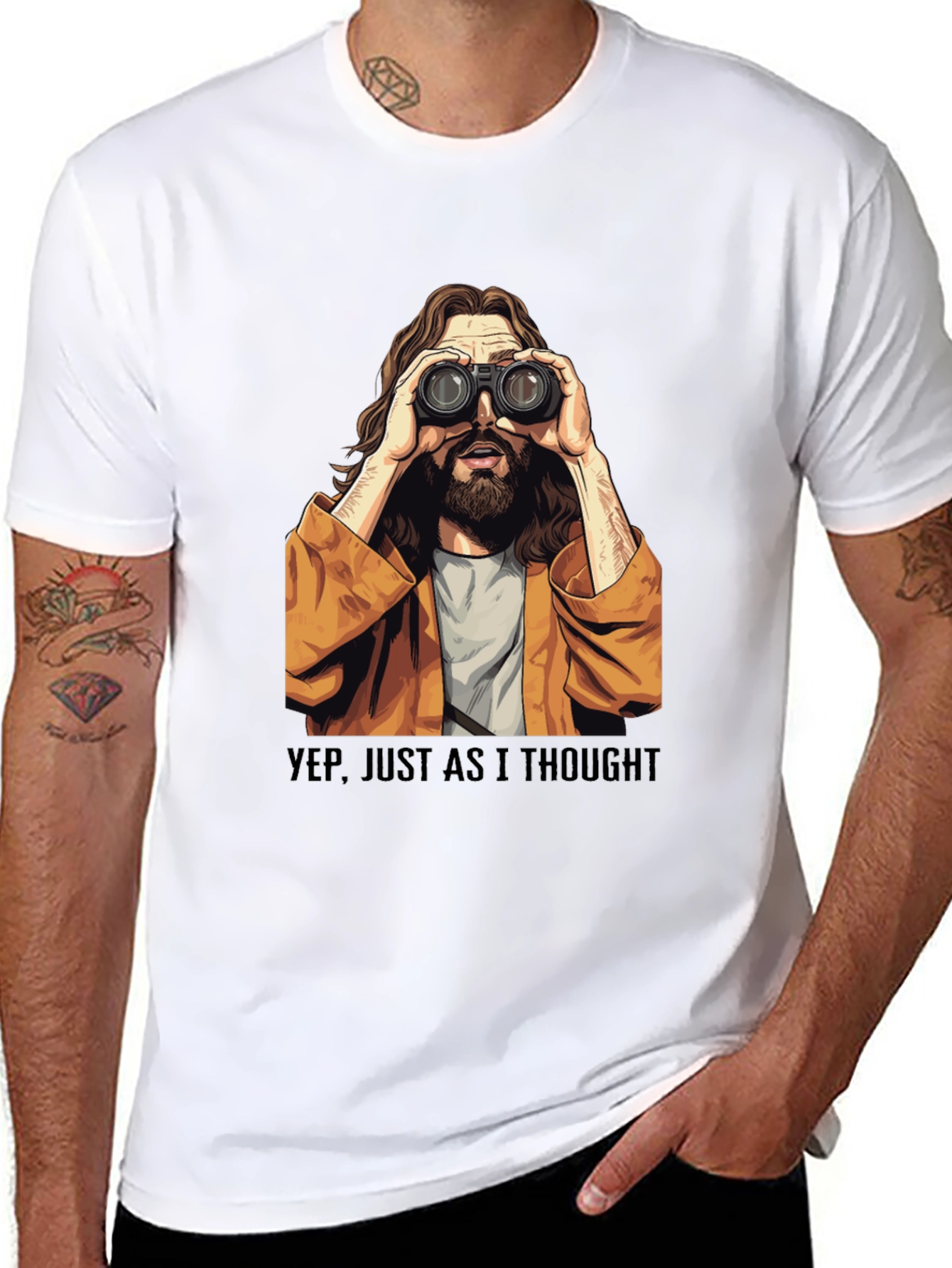Black Binocular Jesus T-Shirt - Funny Graphic Tee view 8