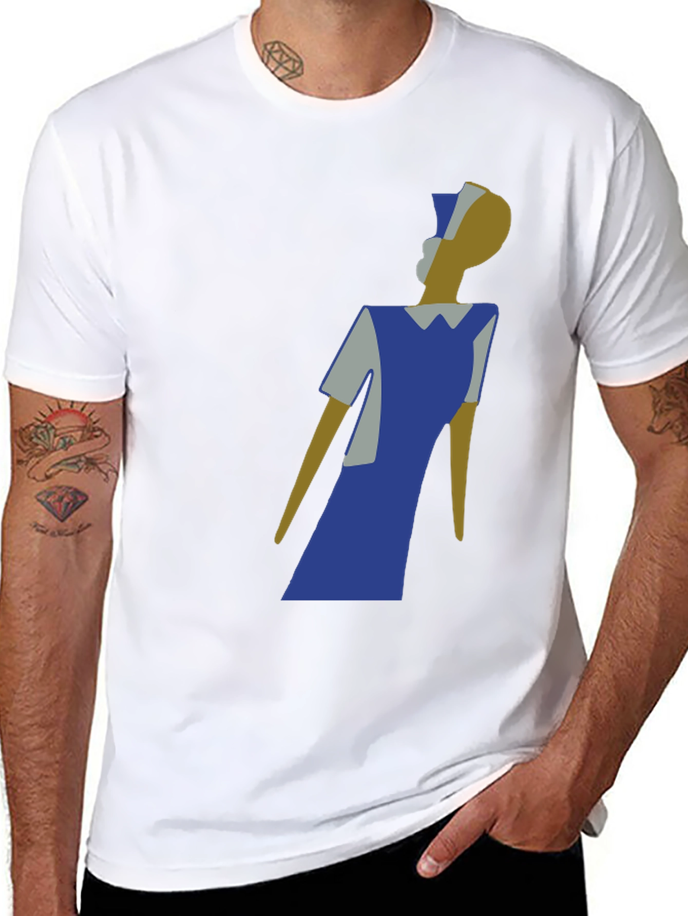 Black Abstract Nurse Graphic Tee - Modern Art T-Shirt view 8