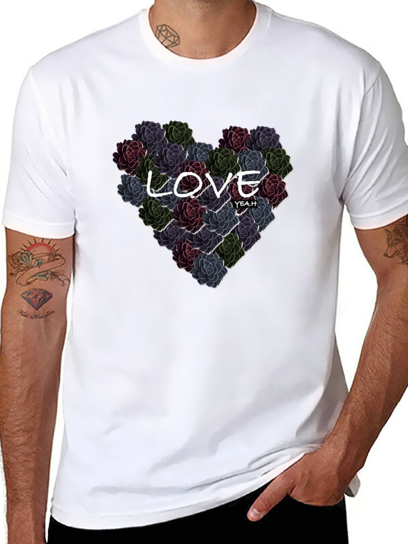 Black Floral Heart Love T-Shirt - Stylish Graphic Tee view 8