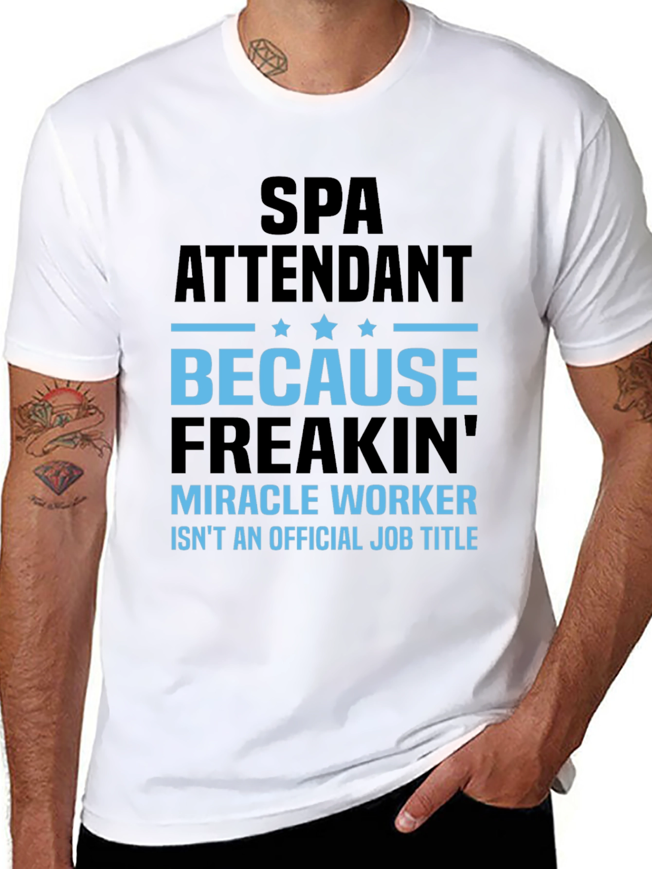 Black Spa Attendant Miracle Worker T-Shirt view 8