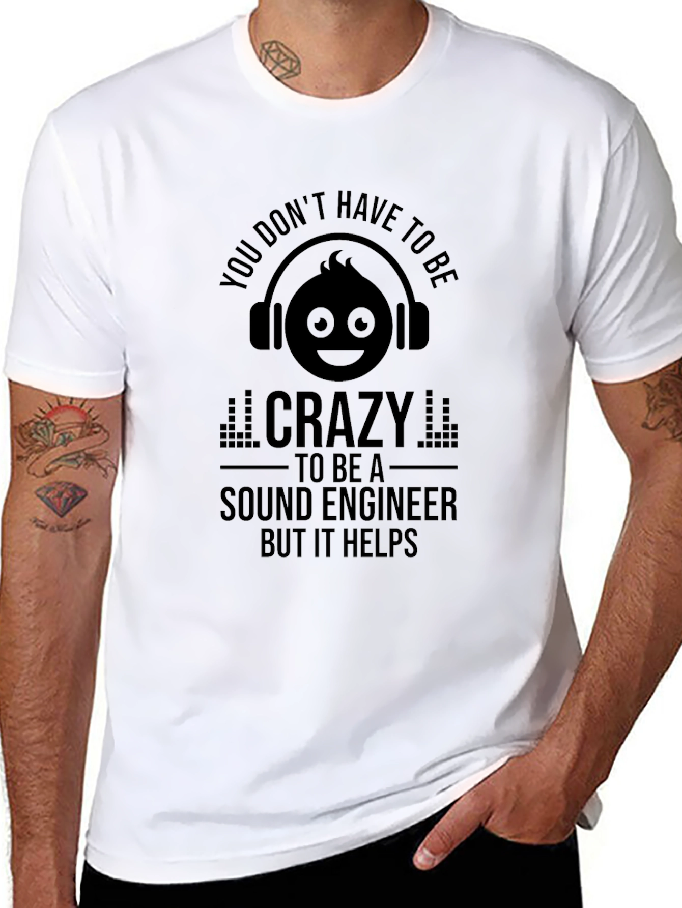 Black Sound Engineer Crazy Humor T-Shirt view 8