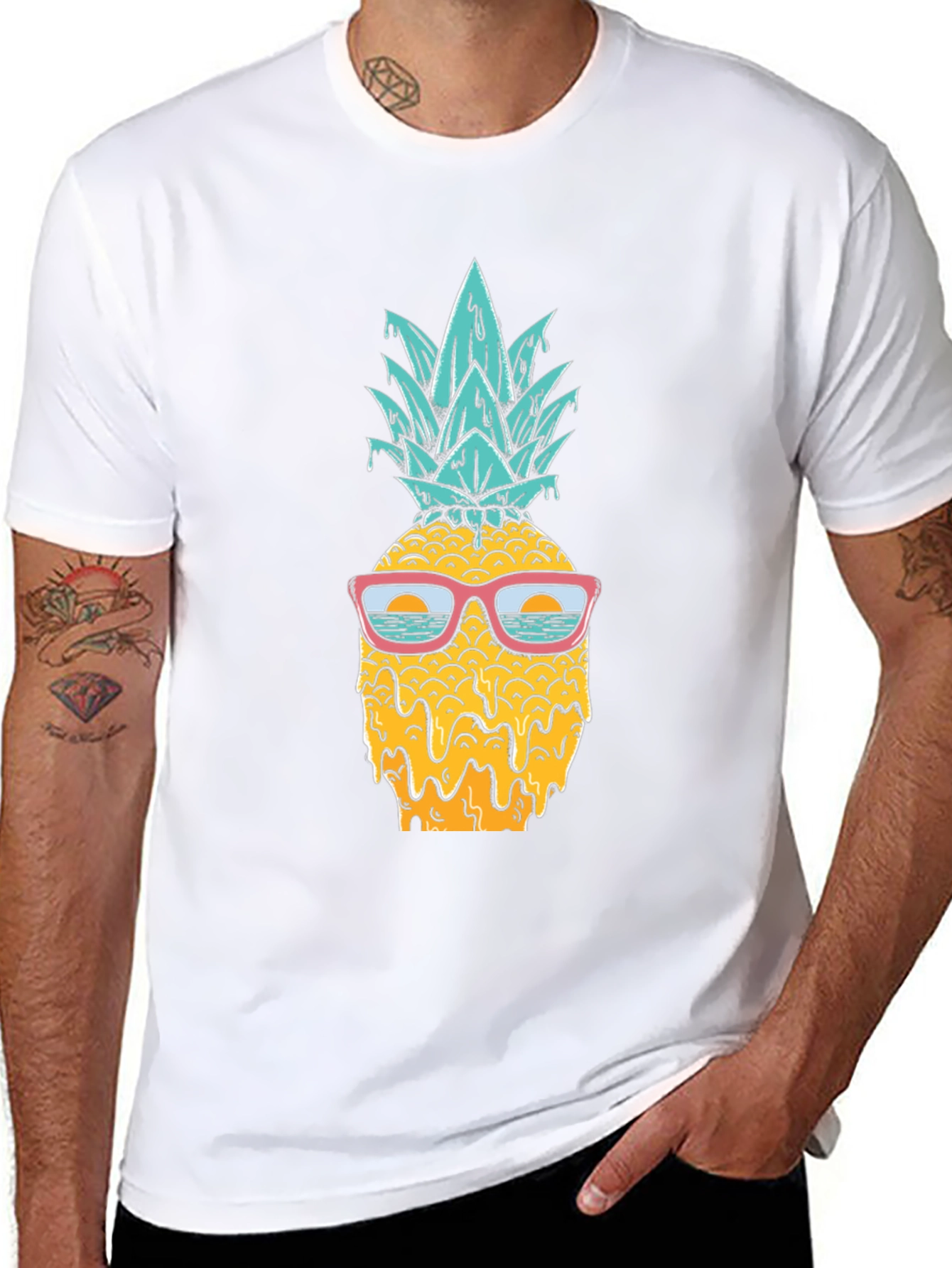 Black Cool Pineapple Graphic T-Shirt - Tropical Vibes view 8