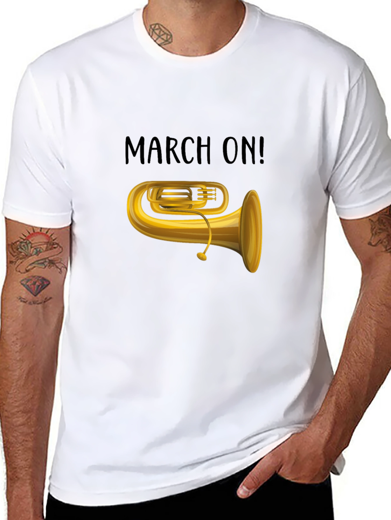 Black March On! Tuba Graphic Tee view 8