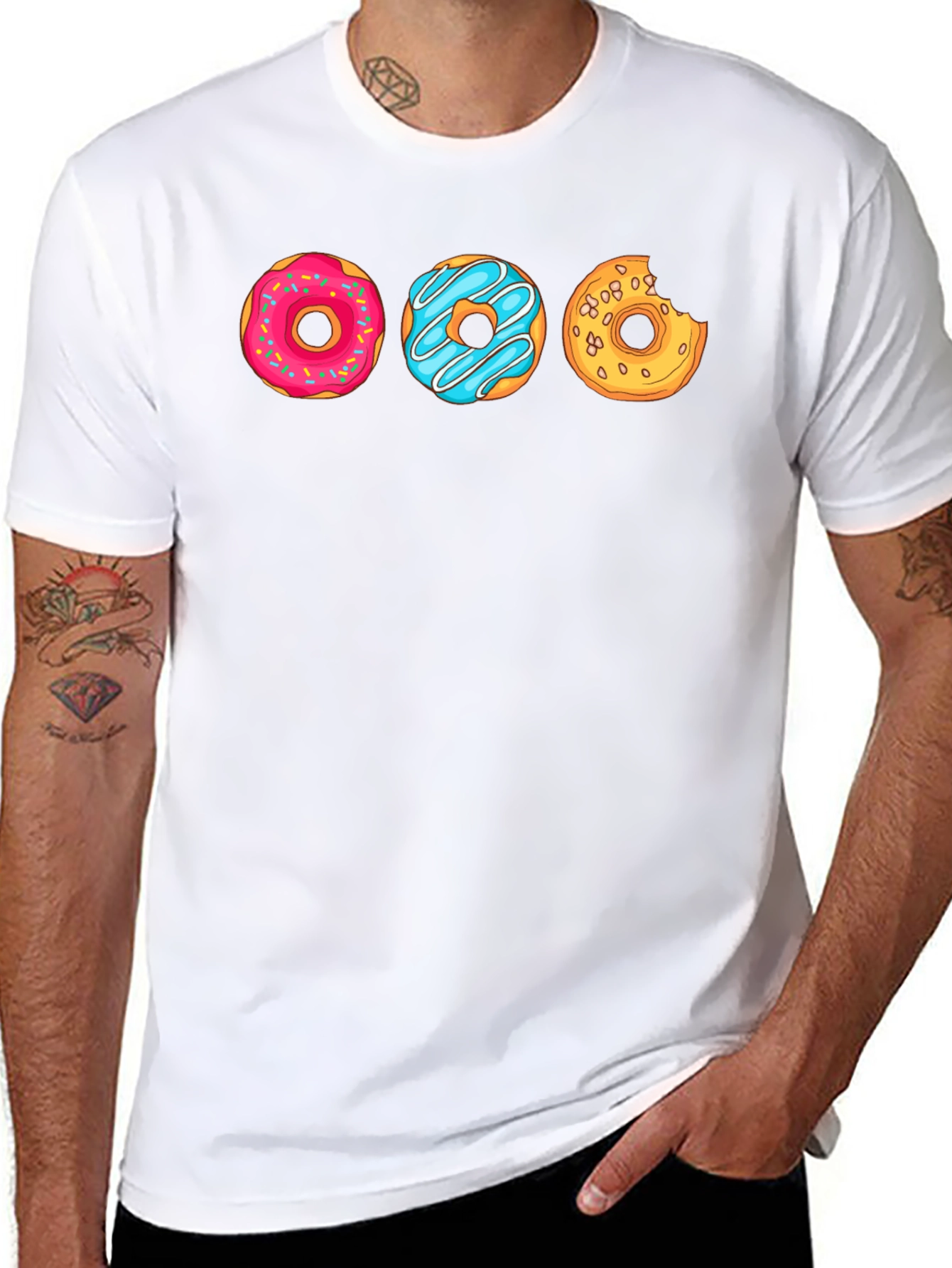 Black Fun Donut Graphic Tee - Black Casual Shirt view 8