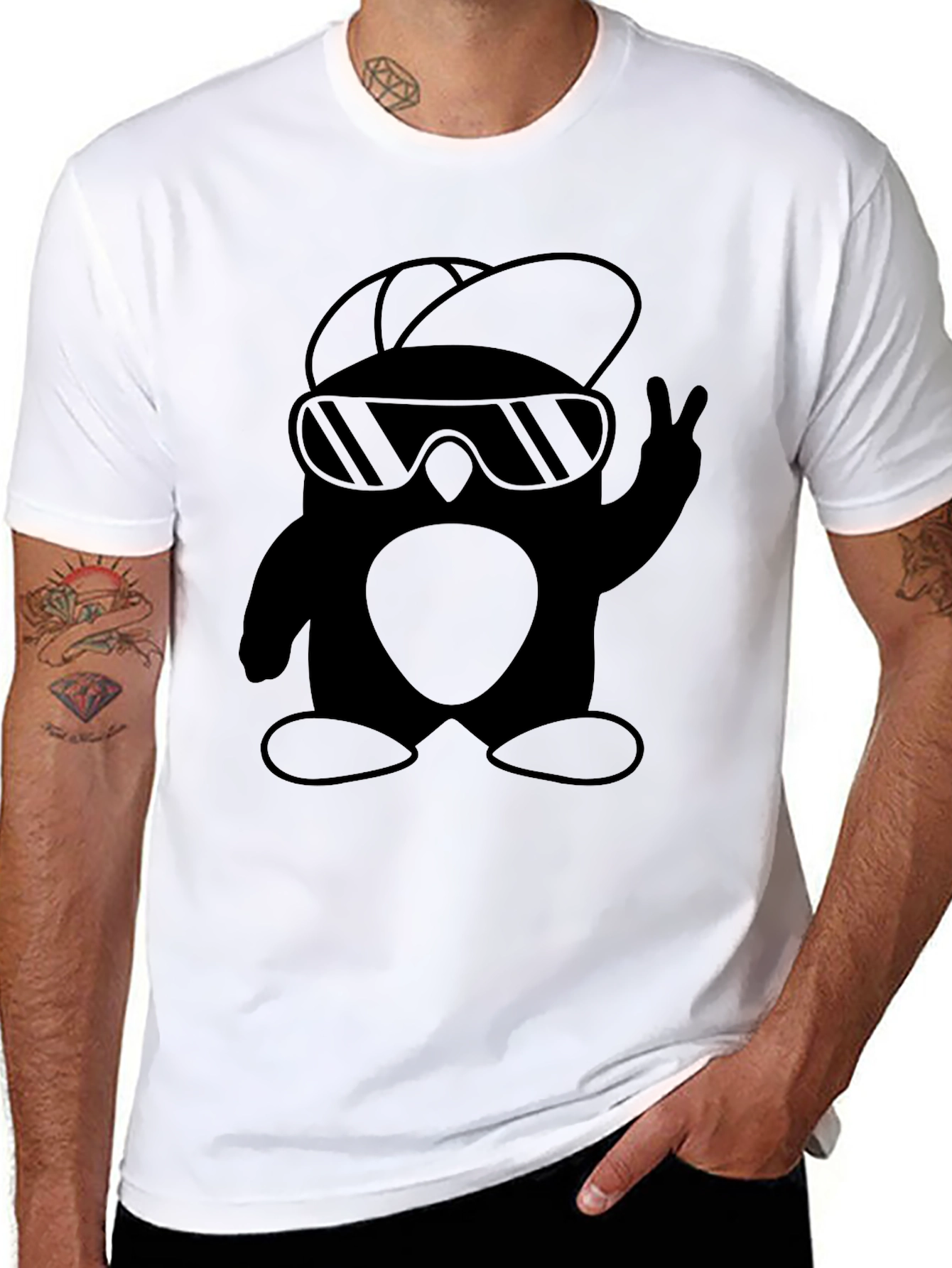 Black Cool Penguin Tee view 8