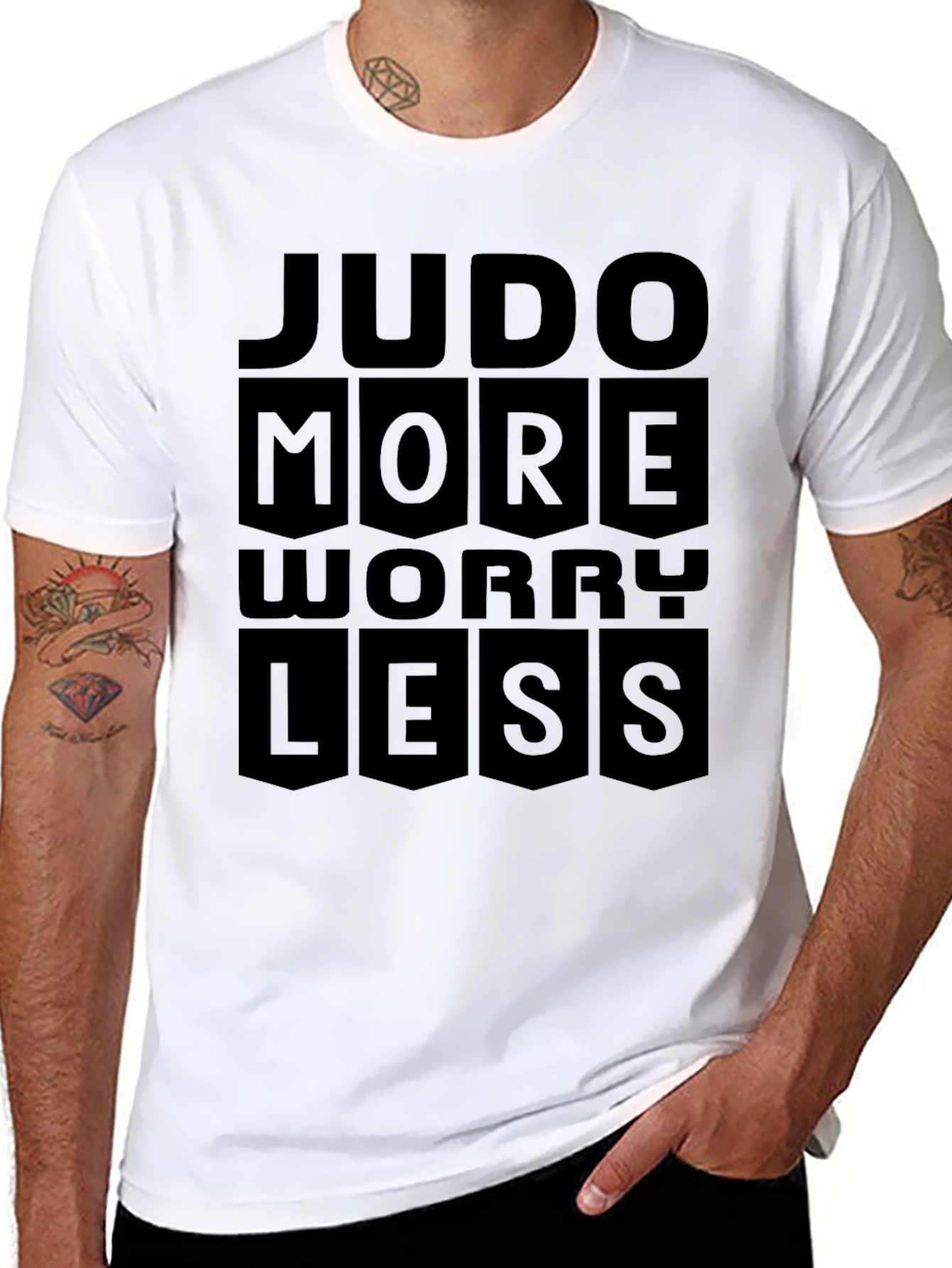 Black Judo More Worry Less Black Graphic T-Shirt view 8