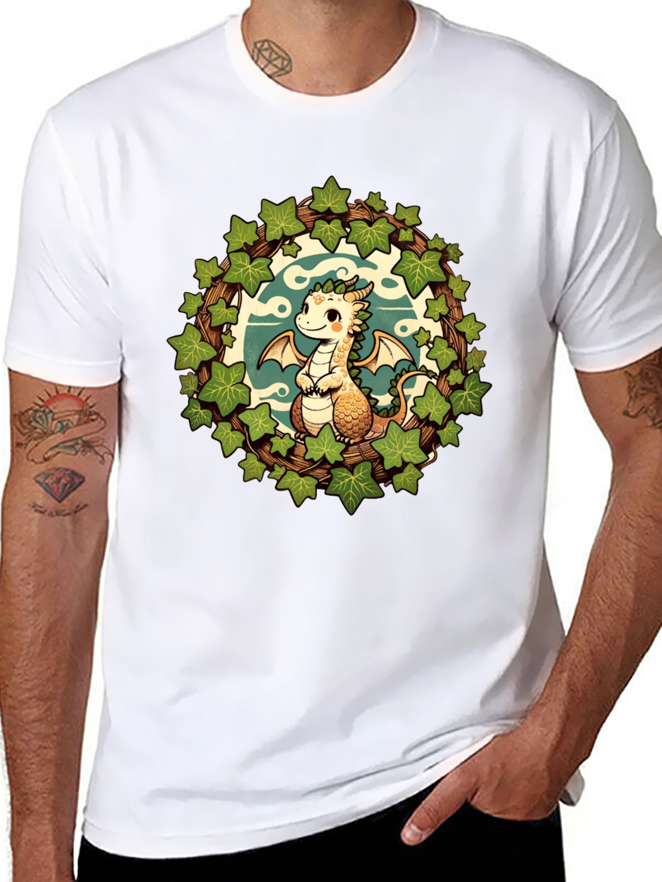Black Dragon & Ivy Wreath Graphic Tee view 8