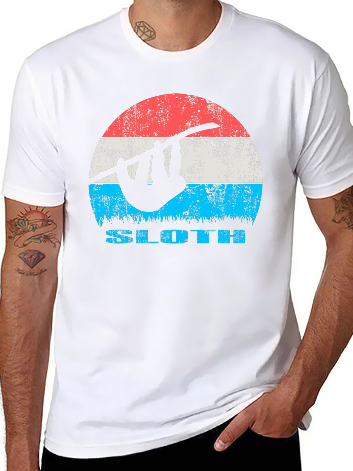 Black Retro Sloth Graphic Tee - Cool Casual T-Shirt view 8