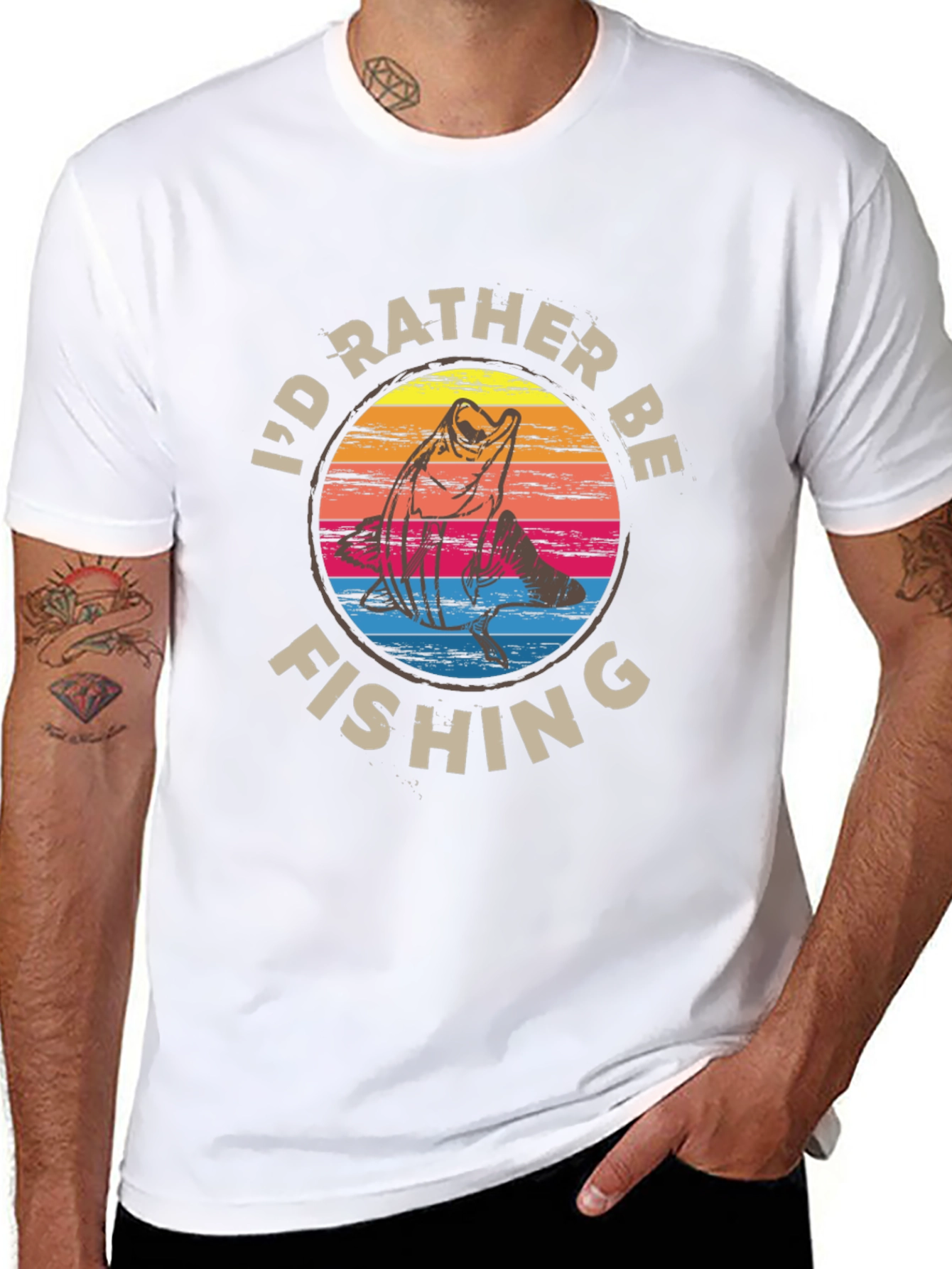 Black I'd Rather Be Fishing Graphic Tee - Black view 8