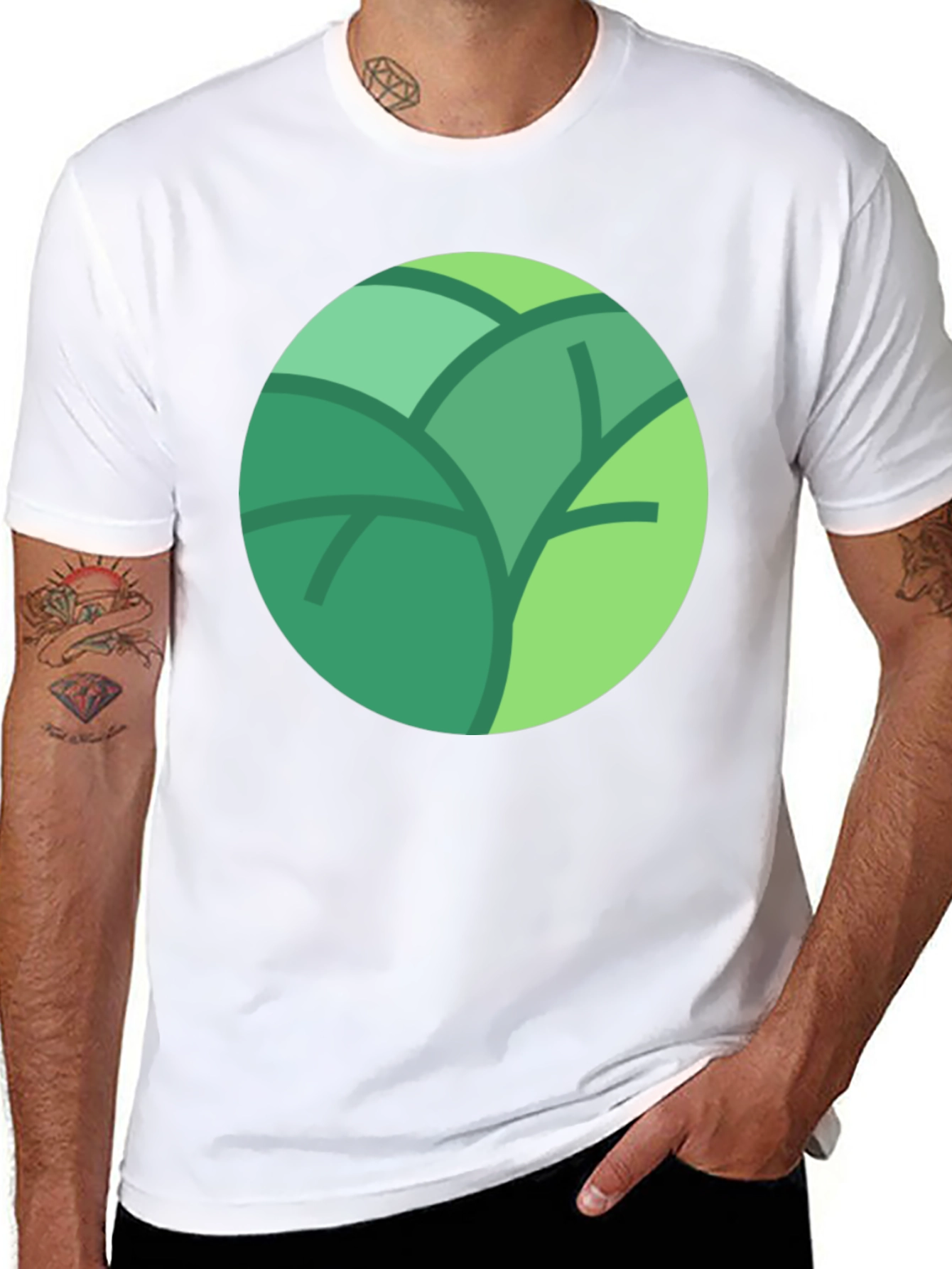 Black Leaf Circle Graphic Tee - Soft Cotton Blend, Modern Style view 8