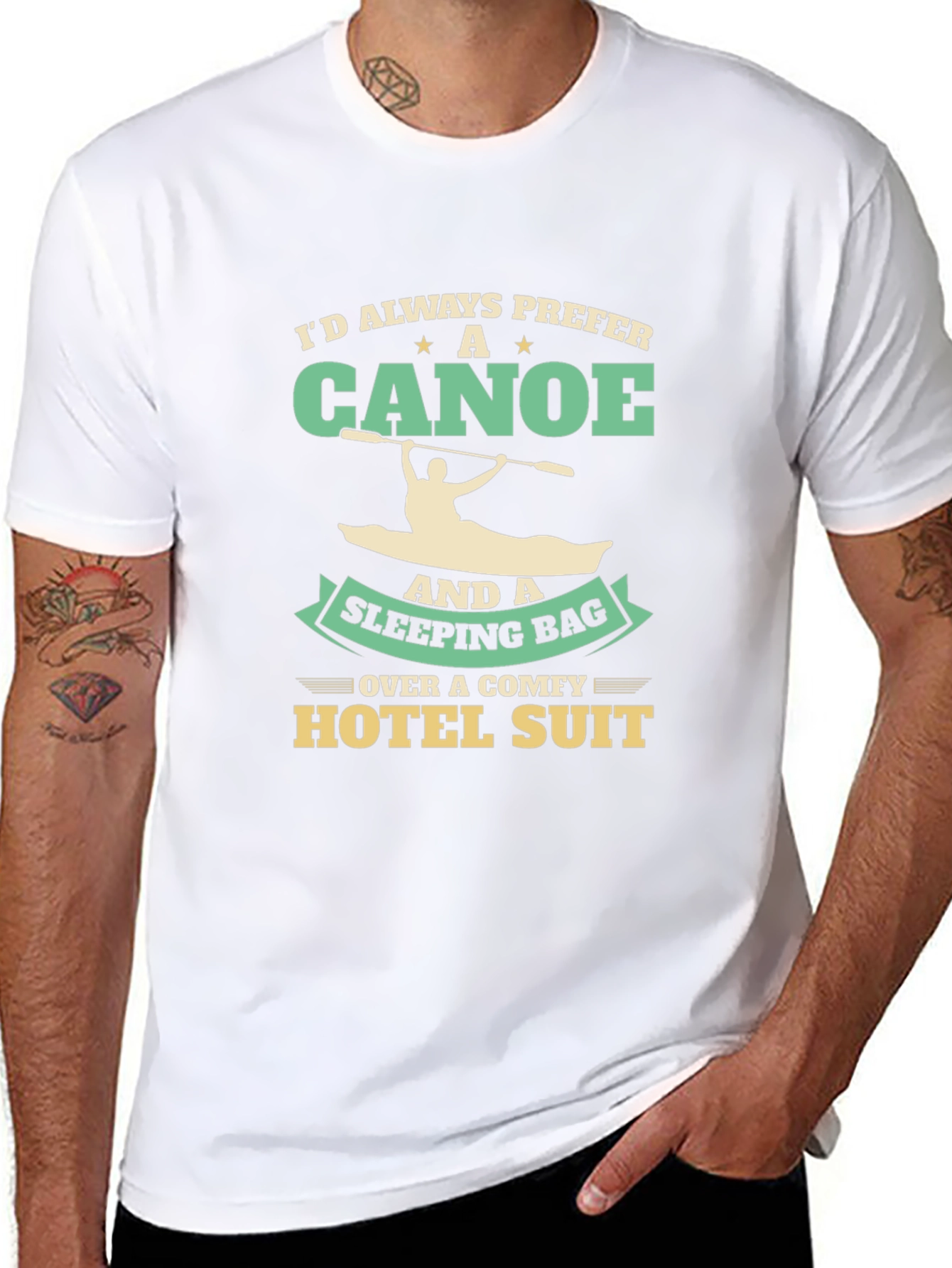 Black Canoe & Sleeping Bag T-Shirt - Outdoor Adventure Tee view 8