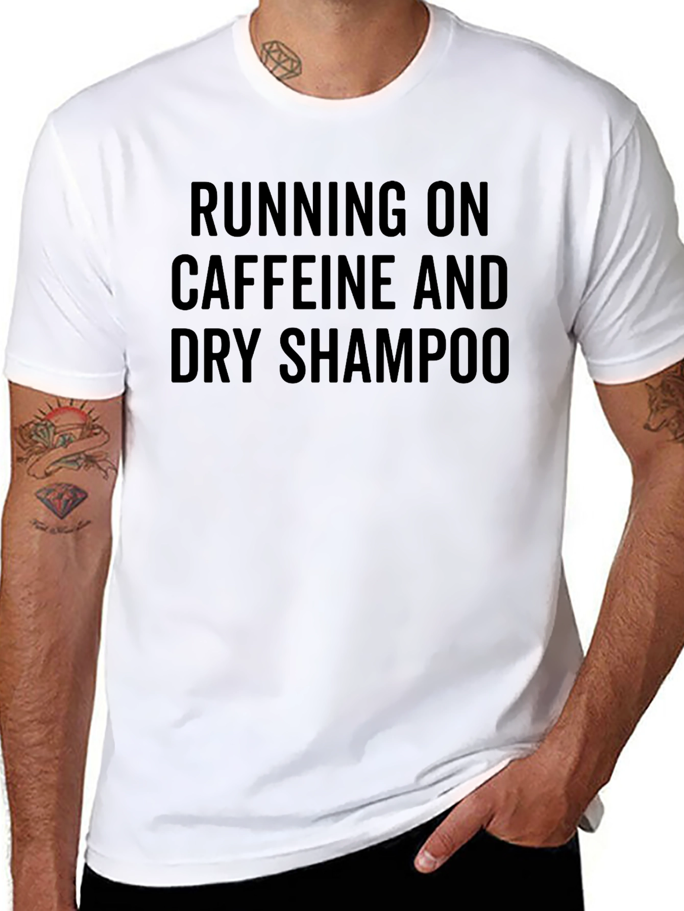 Black Caffeine & Dry Shampoo T-Shirt - Funny Graphic Tee view 8
