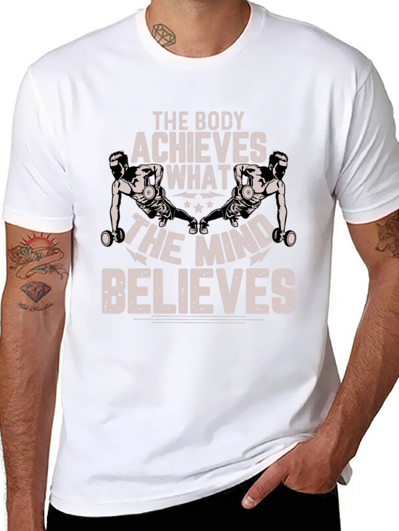 Black Motivational Body & Mind T-Shirt view 8