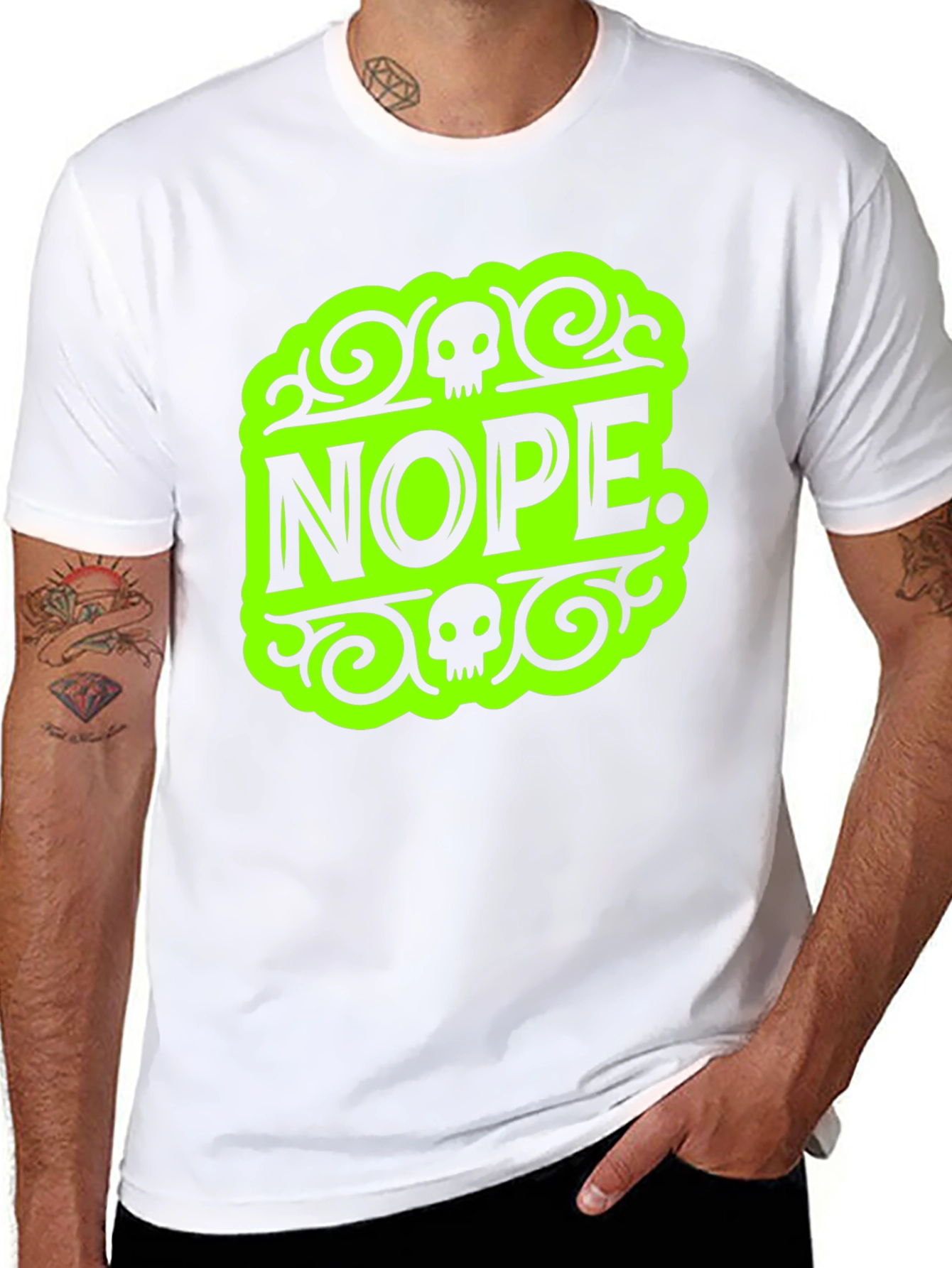 Black Nope Skull Graphic T-Shirt - Black Tee view 8