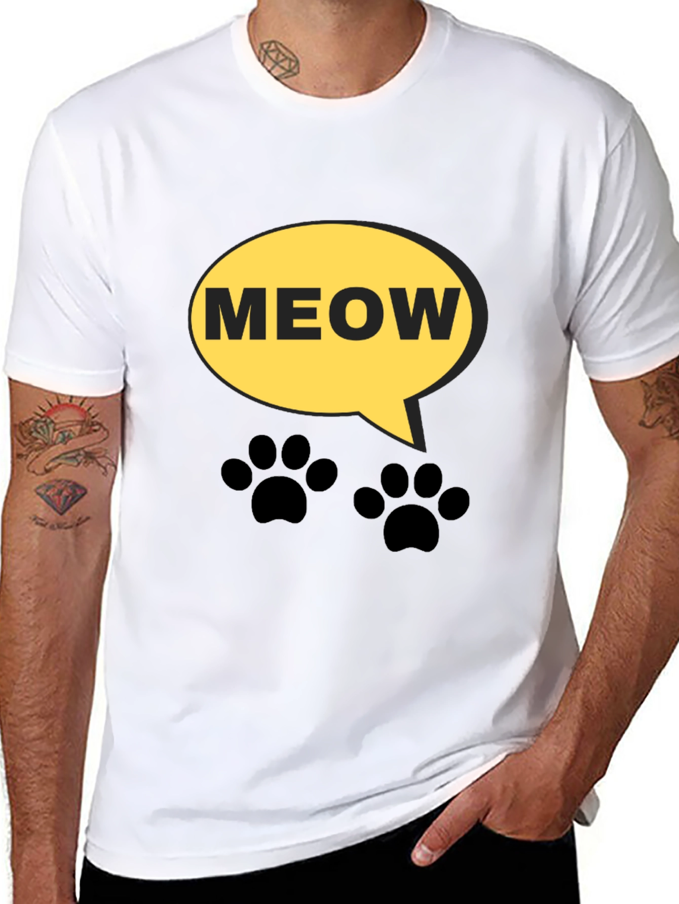 Black Meow Cat Lover T-Shirt - Funny Graphic Tee view 8