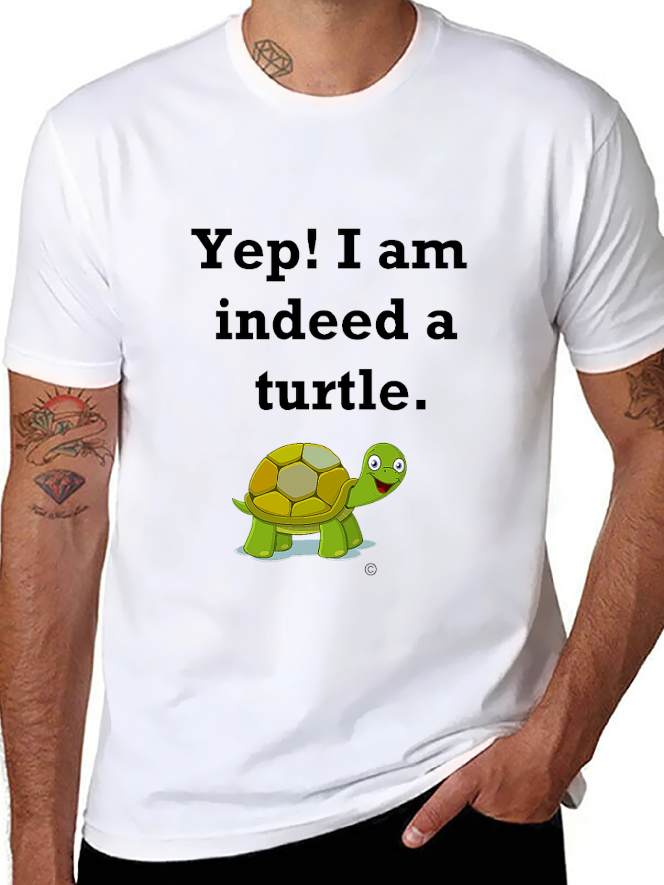 Black Yep! I am Indeed a Turtle Black T-Shirt view 8