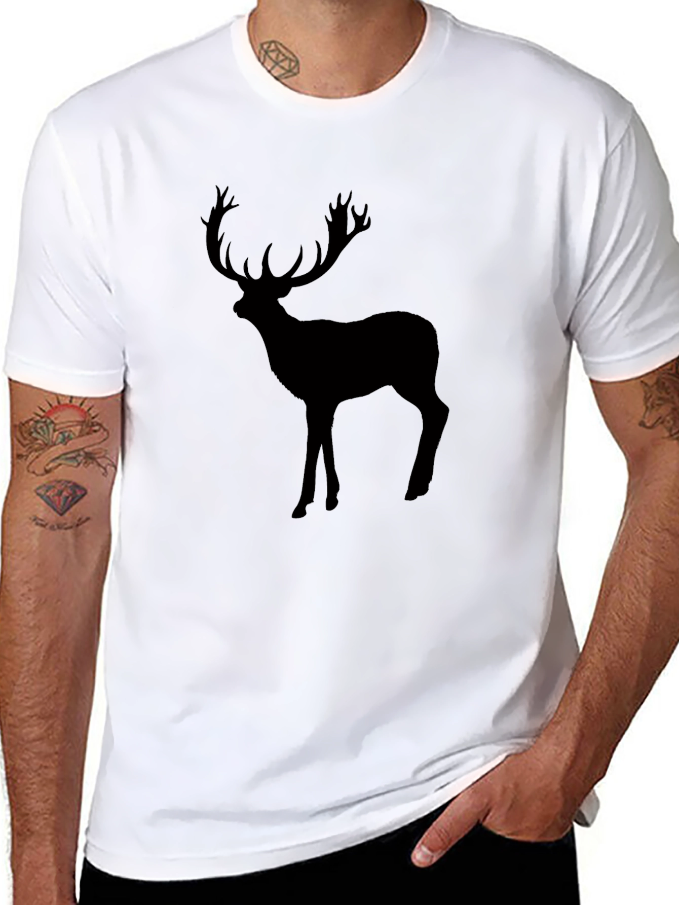 Black Black Deer Graphic Tee - Men's Crew Neck T-Shirt view 8