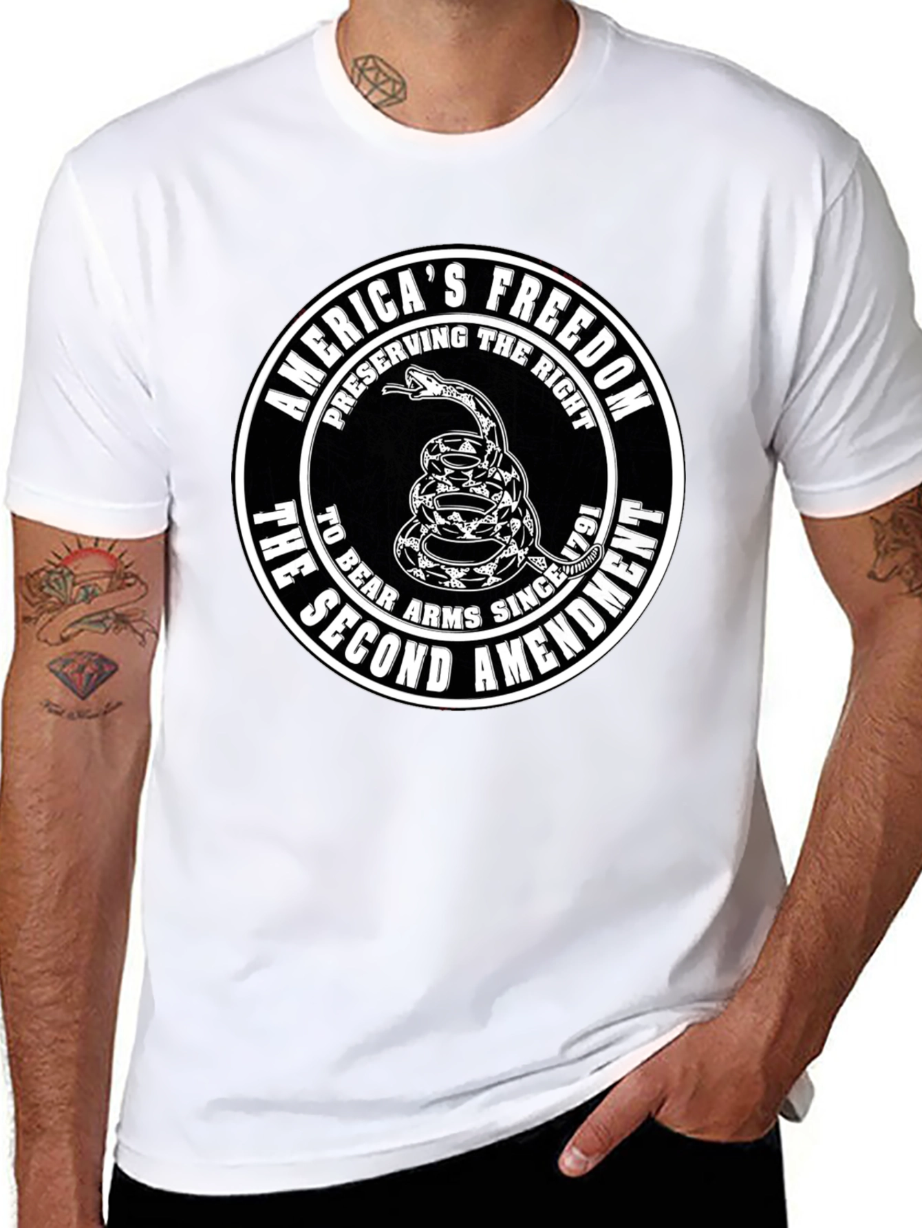 Black Second Amendment Rattlesnake T-Shirt view 8