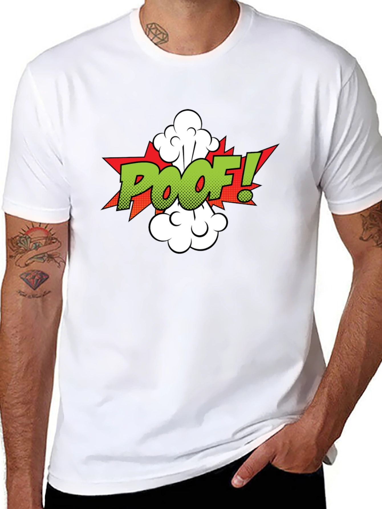 Black Poof! Comic-Style Graphic T-Shirt view 8