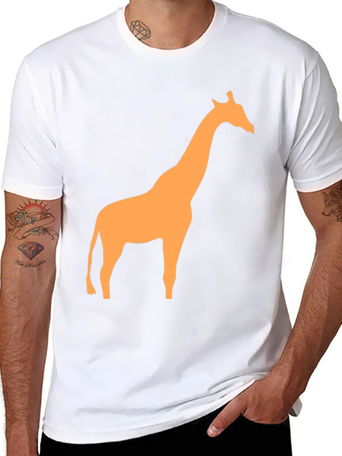 Black Giraffe Graphic Tee - Black Casual T-Shirt view 8