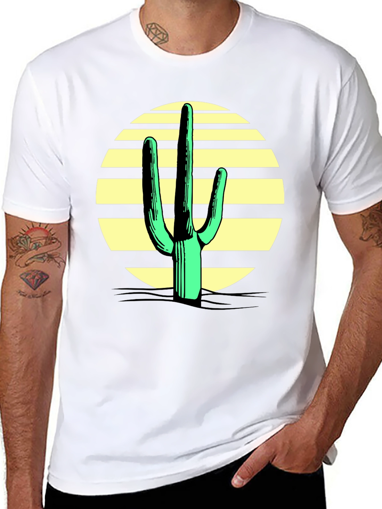 Black Cactus Sunset Graphic Tee - Black Cotton Blend view 8