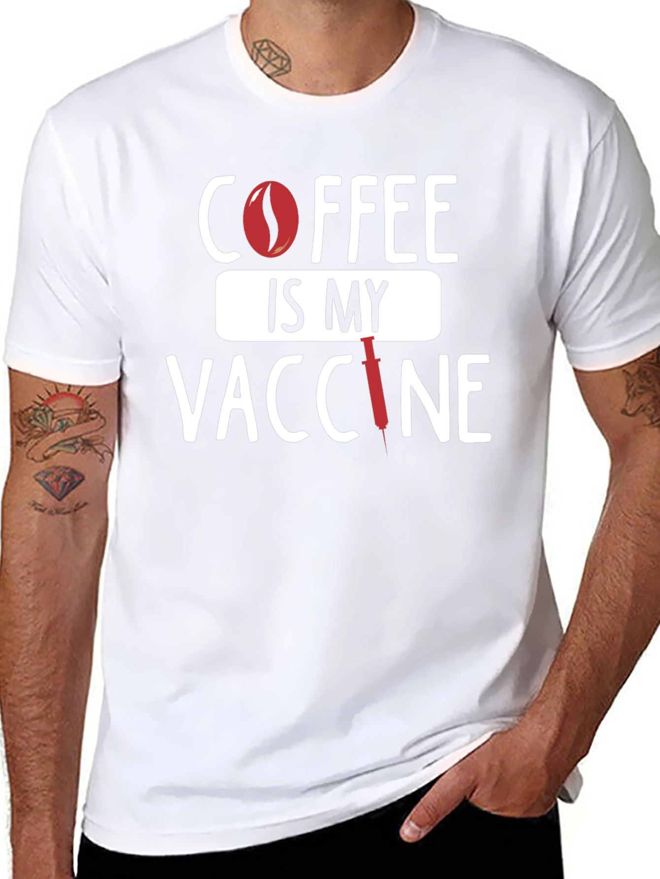 Black Coffee Is My Vaccine T-Shirt - Unisex Cotton Tee view 8