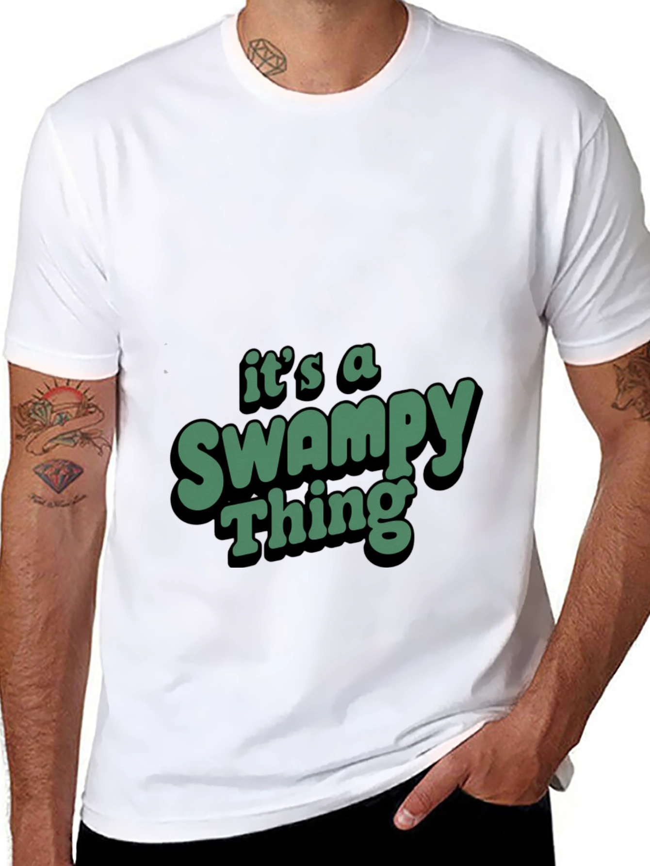 Black Swampy Thing Graphic T-Shirt view 8