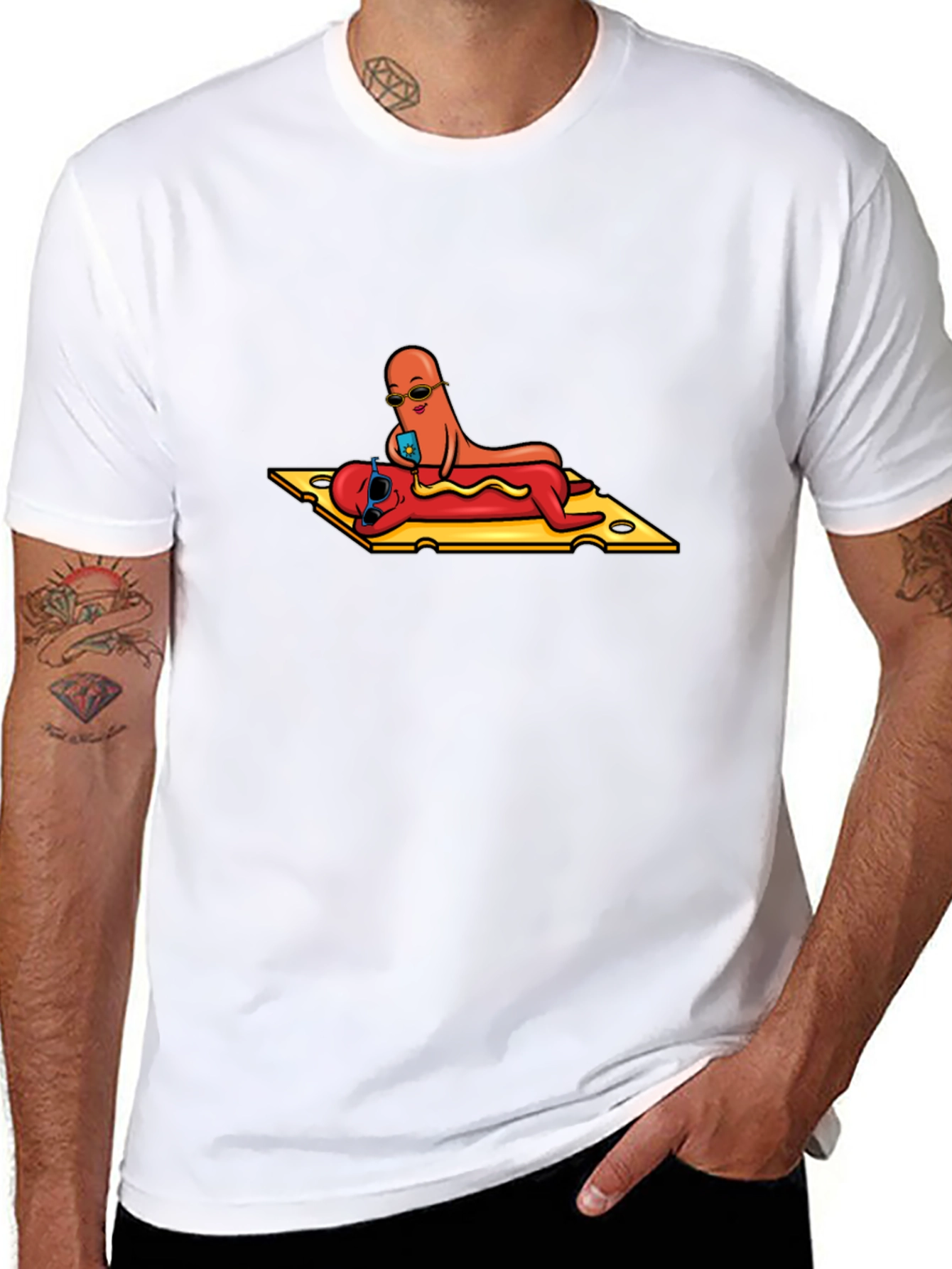 Black Hot Dog Selfie T-Shirt - Funny Foodie Tee view 8