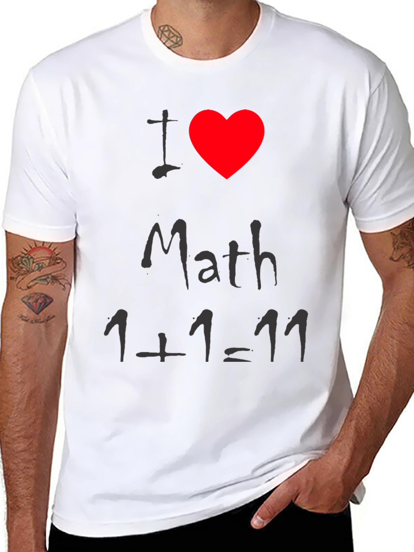 Black I Heart Math Funny T-Shirt view 8