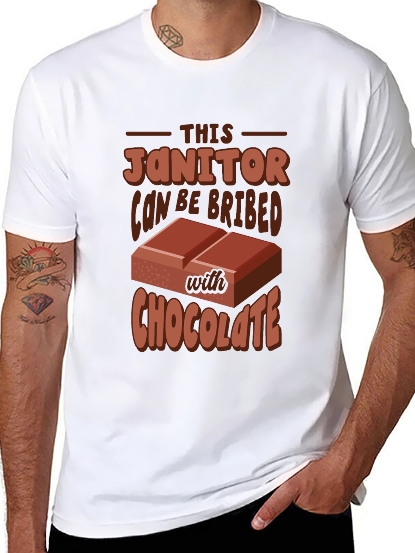 Black Funny Janitor Chocolate Bribe T-Shirt view 8