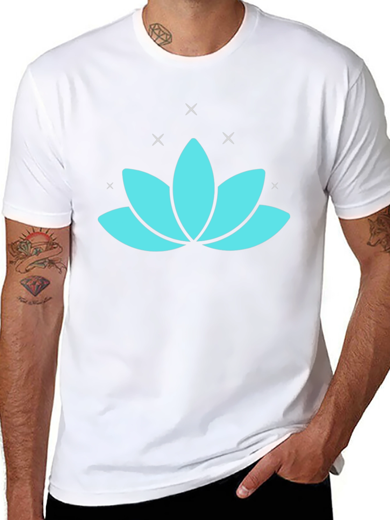Black Lotus Flower Graphic Tee - Black view 8