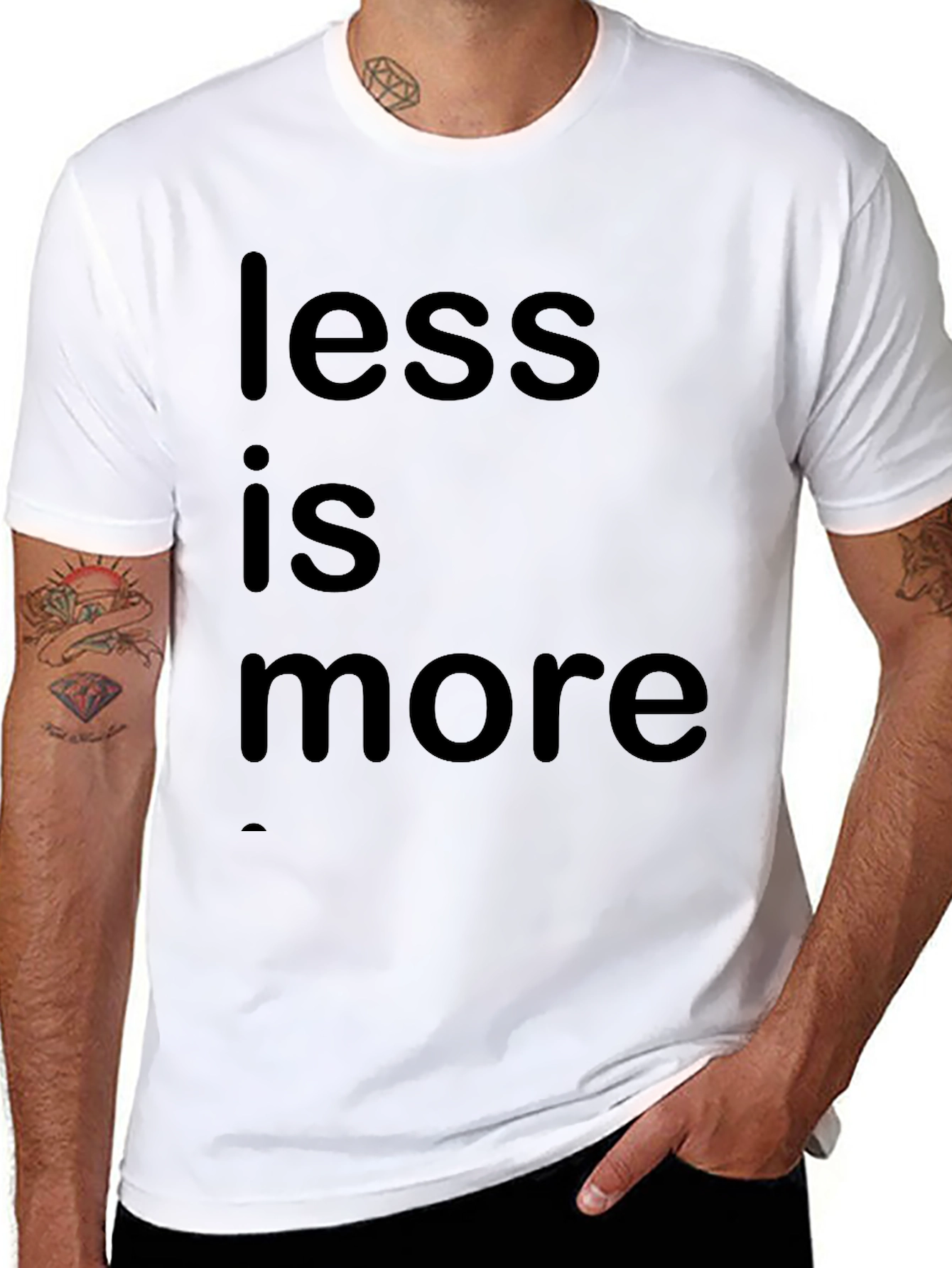 Black Minimalist 'Less is More' Black Graphic T-Shirt view 8