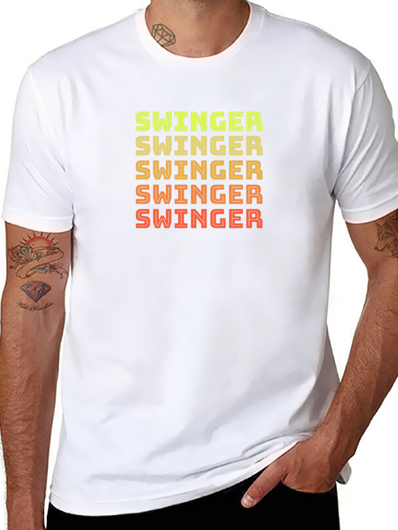 Black Swinger Graphic Print Crew Neck T-Shirt view 8