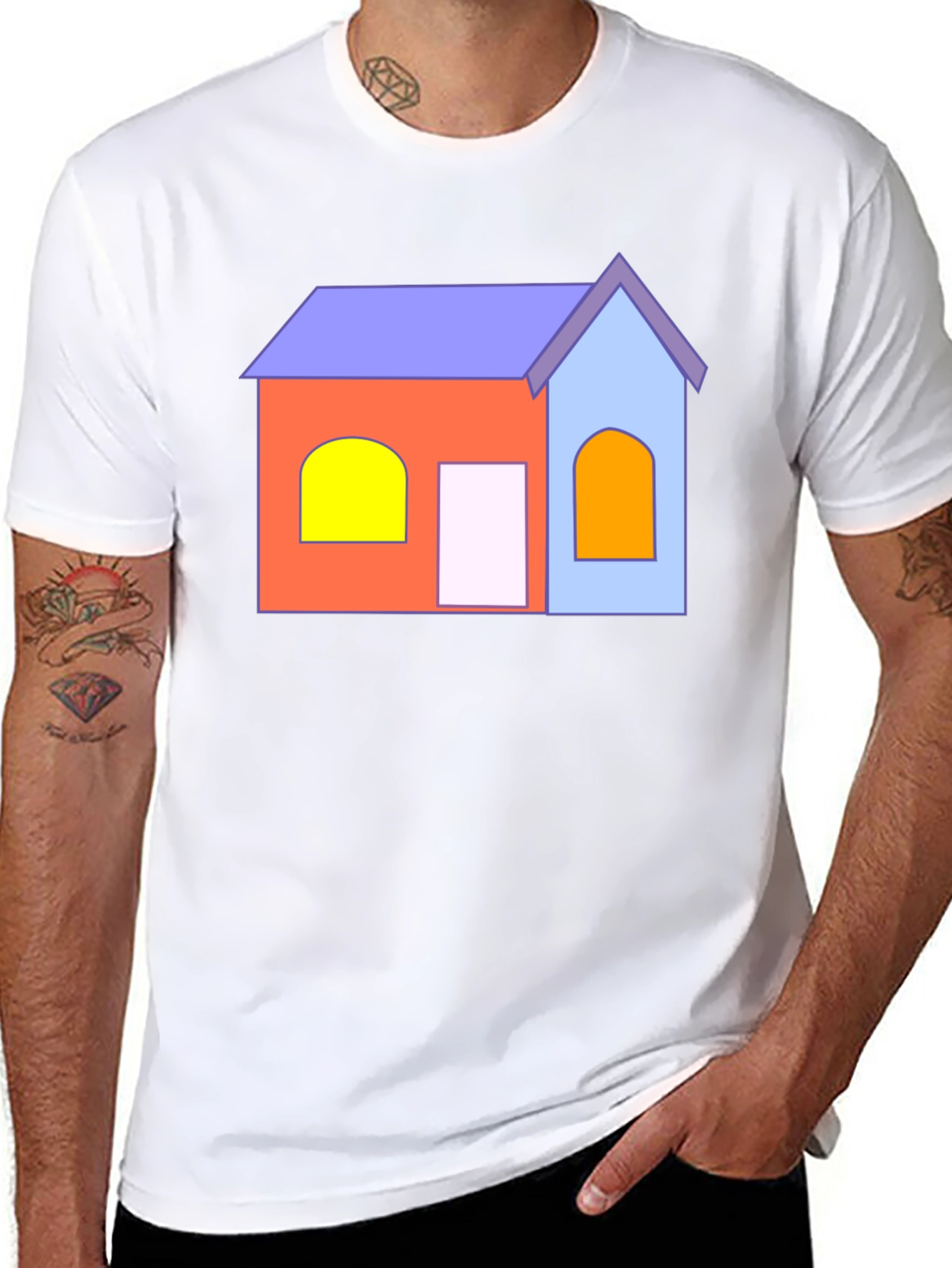 Black Cartoon House T-Shirt - Fun Graphic Tee view 8