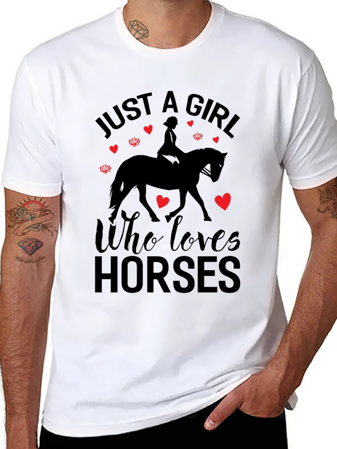 Black Just A Girl Who Loves Horses T-Shirt view 8