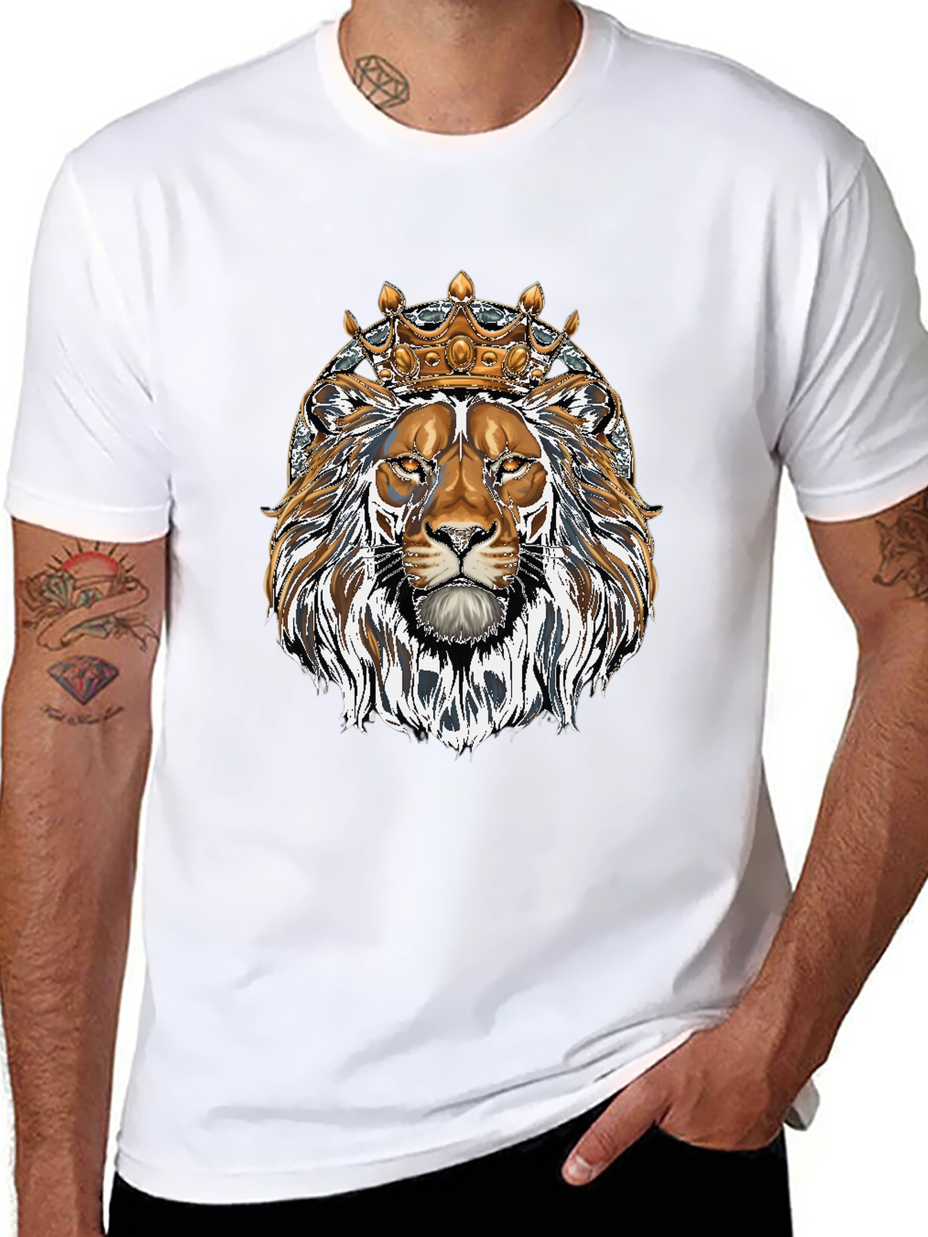 Black King Lion Graphic Tee - Black Cotton Blend view 8