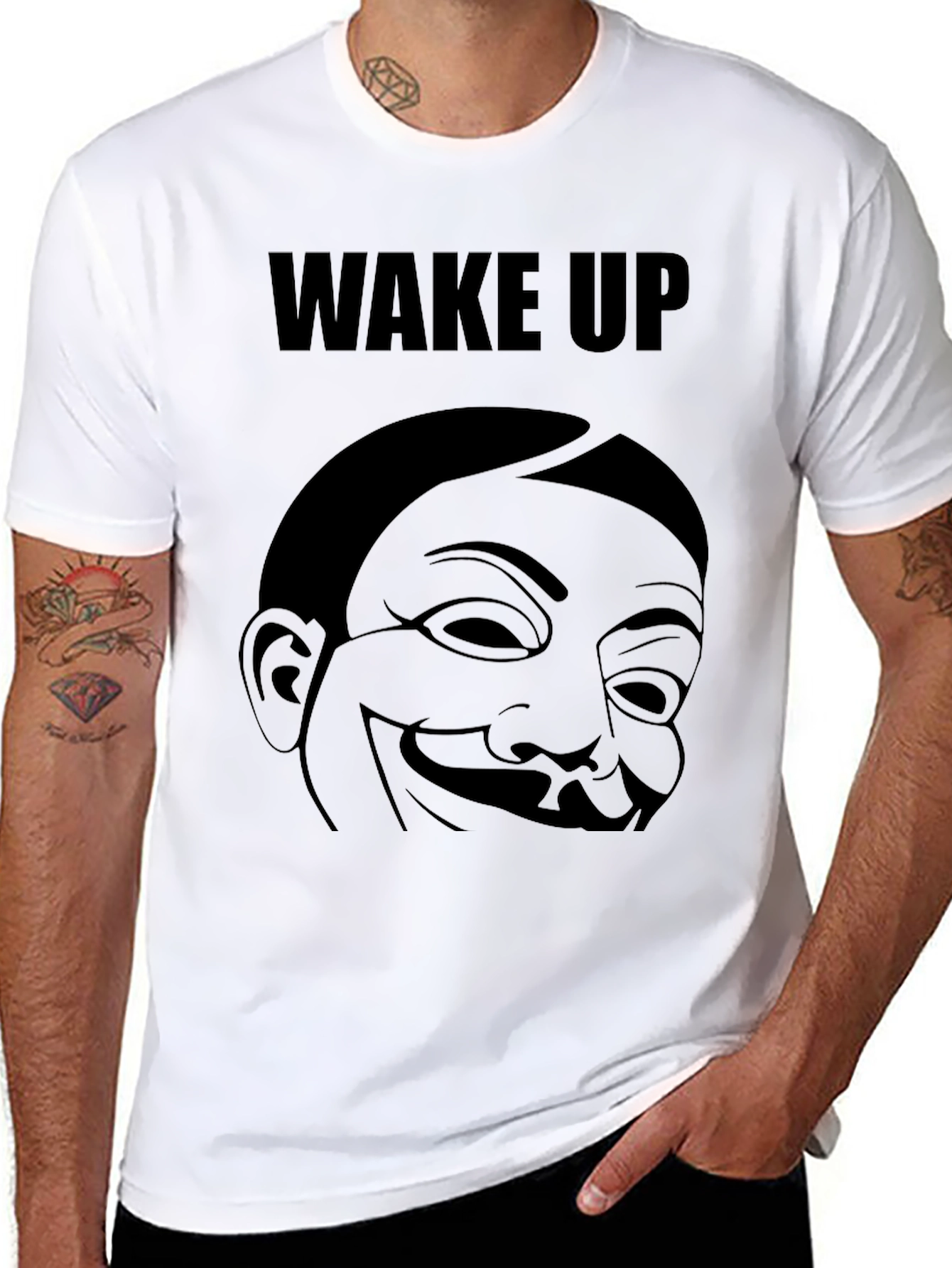 Black Wake Up Graphic Tee - Black Cotton T-Shirt view 8