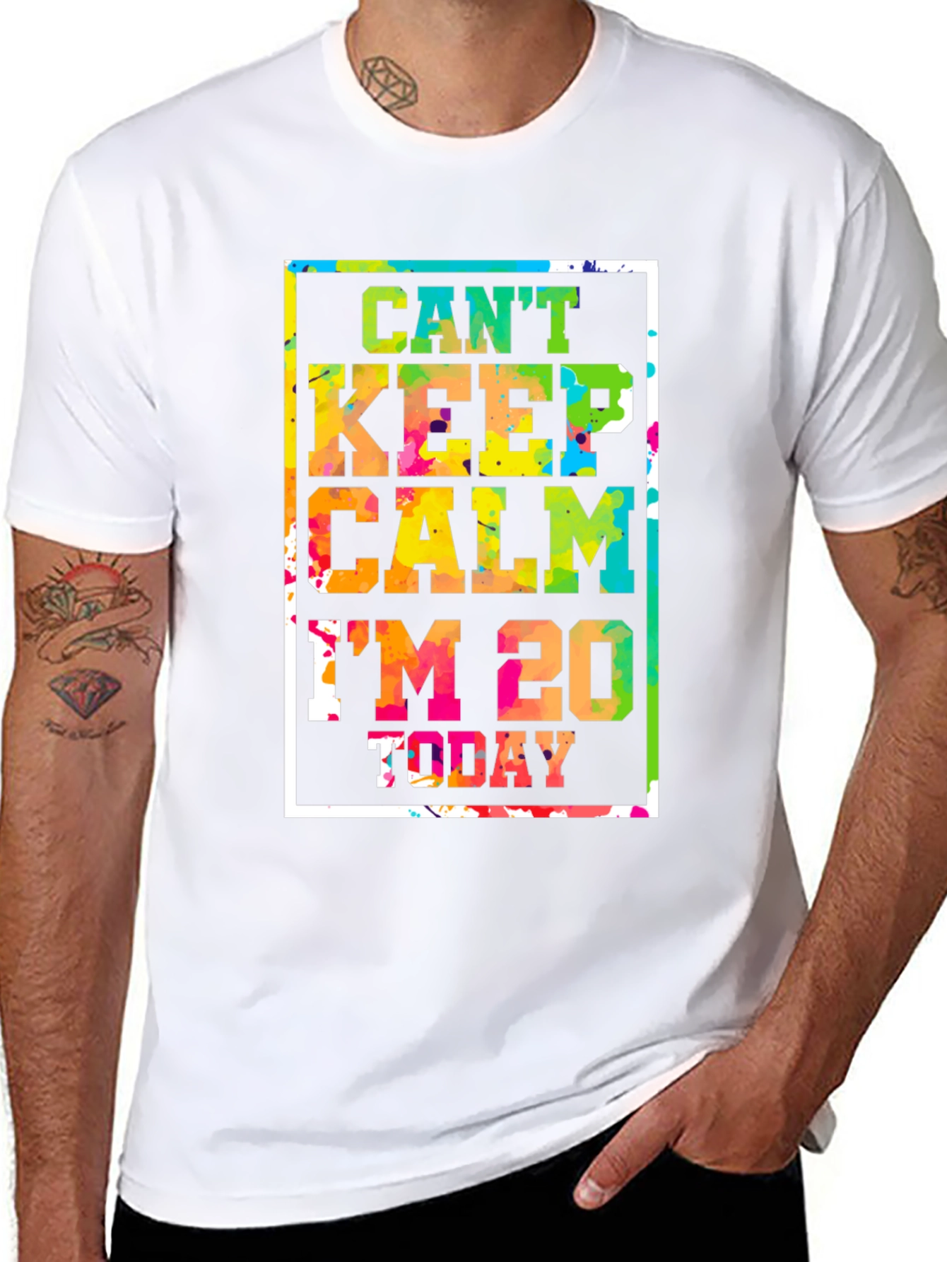 Black Can't Keep Calm I'm 20 Today T-Shirt view 8
