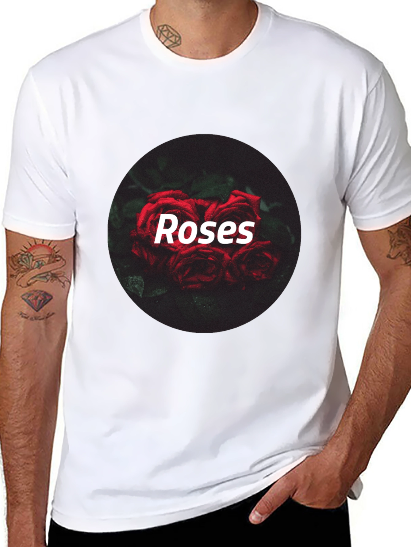 Black Roses Graphic T-Shirt - Black Crew Neck Tee view 8