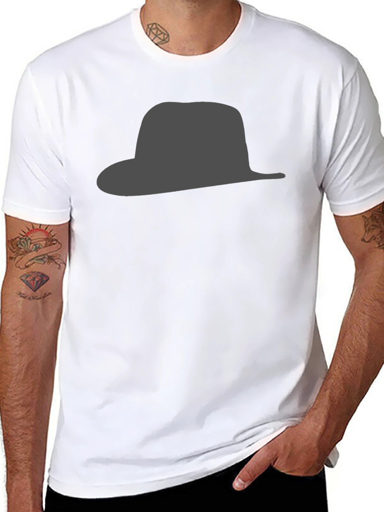 Black Black Hat Silhouette Graphic Tee - Stylish & Modern view 8