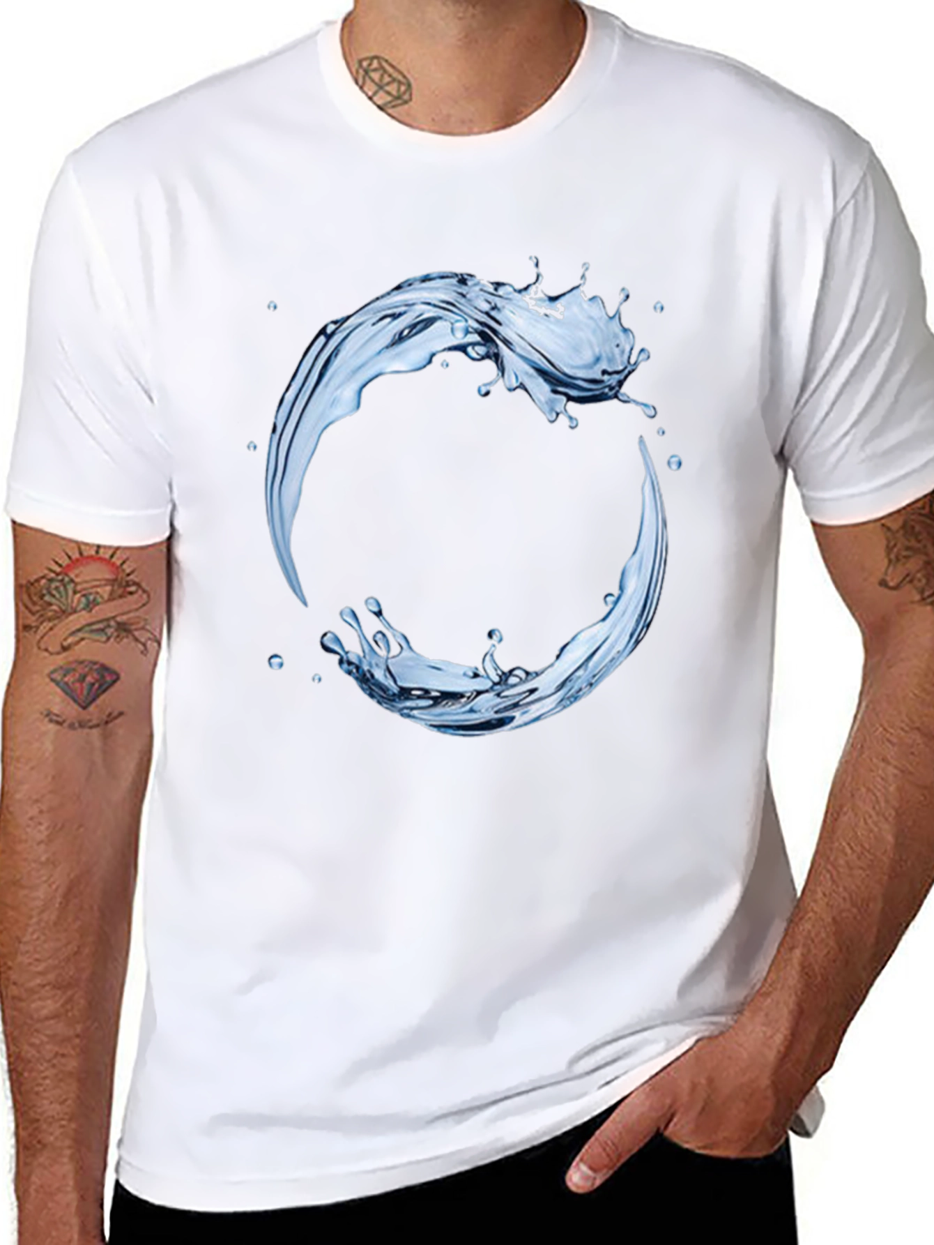 Black Water Splash Graphic Tee - Circular Design view 8