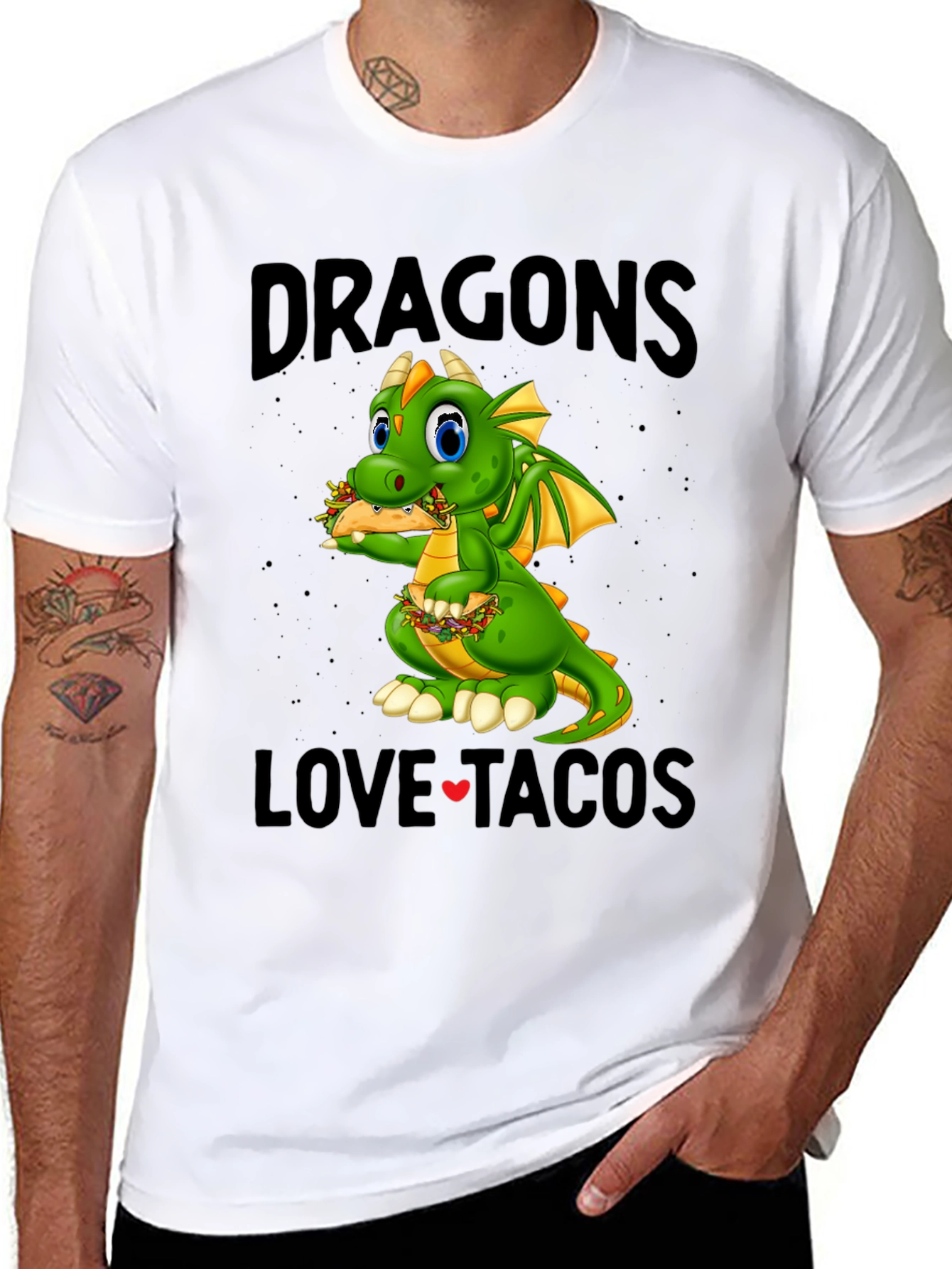 Black Dragons Love Tacos Black T-Shirt view 8