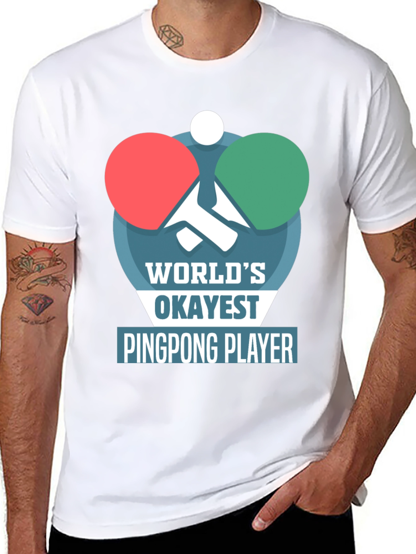 Black World's Okayest Ping Pong Player T-Shirt view 8